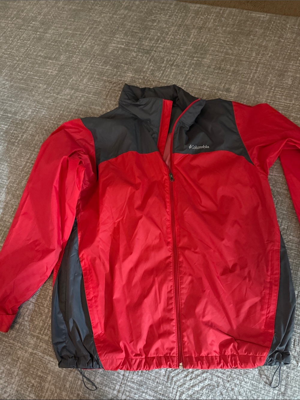 Columbia Red and Gray Packable Windbreaker Jacket